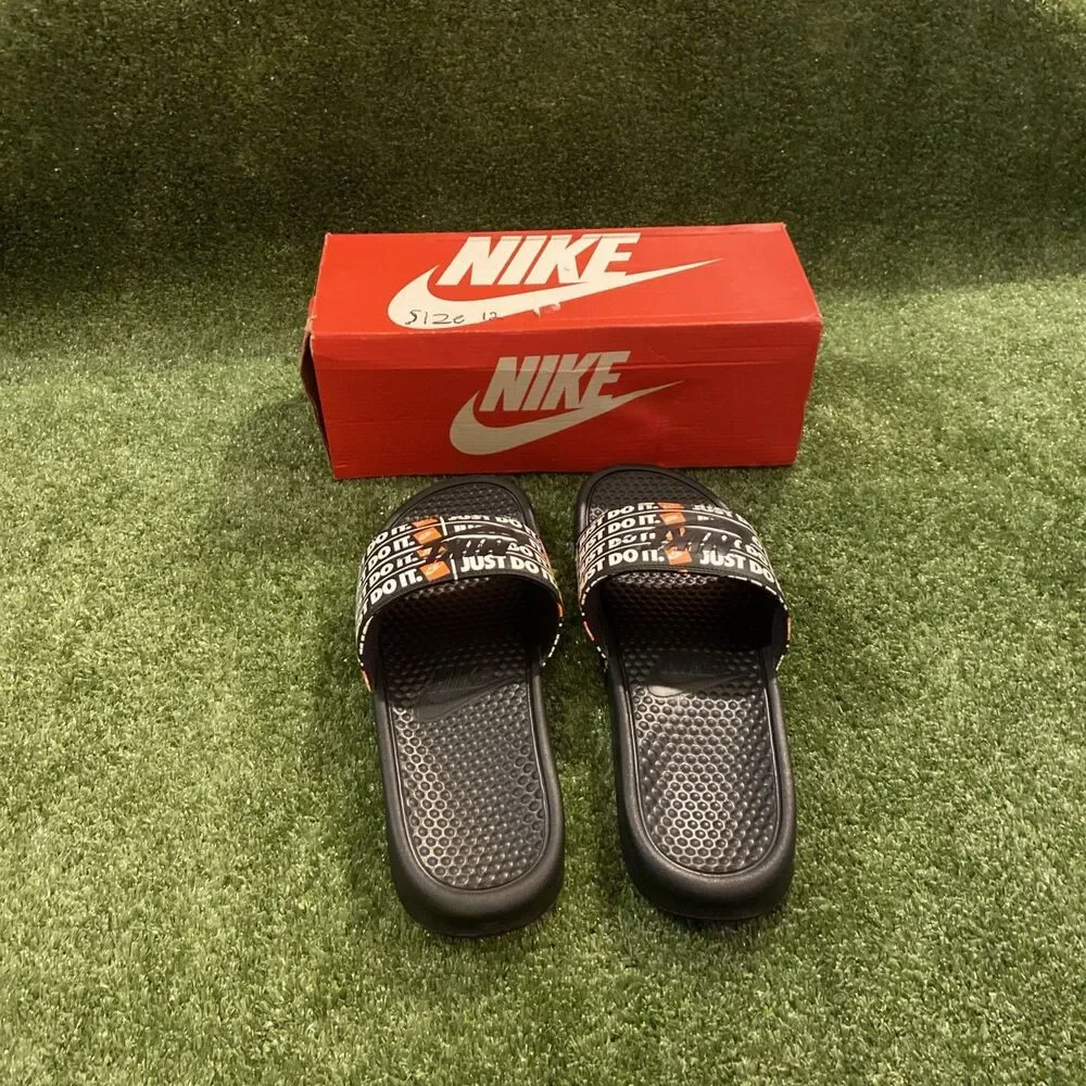 Nike Benassi JDI Print Slides Men’s Size 12 Black/white Just Do It Flip Flops